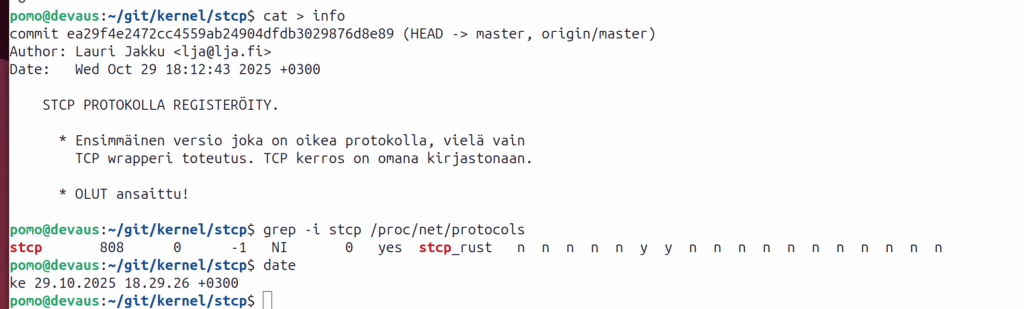 STCP Protokollan proto, on nyt virallinen proto.